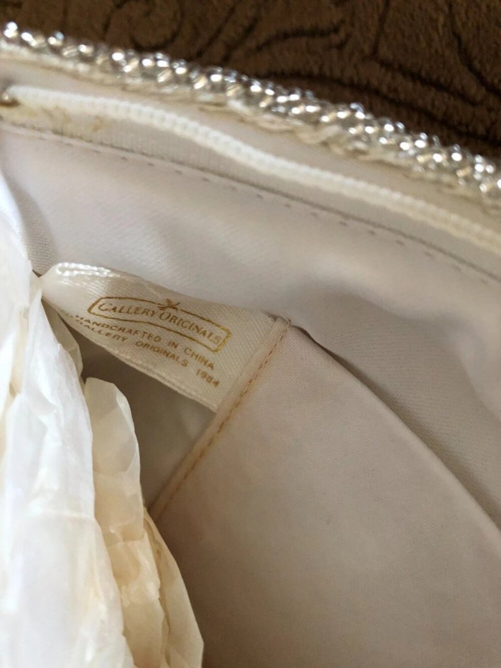 VNTG -Gallery Originals Evening purse Hand-beaded White Braid Strap 19.5 Inches - Picture 7 of 16